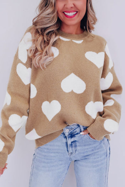 Khaki Heart | Long Sleeve Sweater | Rubies + Lace