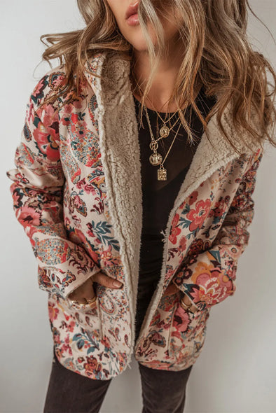 Vintage Floral | Printed Hooded Jacket | Rubies + Lace