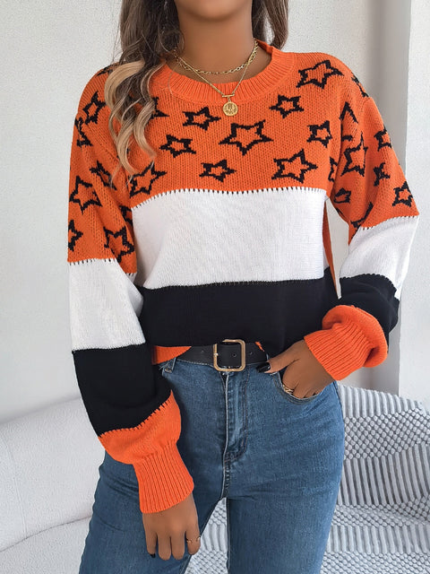 Star Color Block Sweater | Multiple Color Options | Rubies + Lace