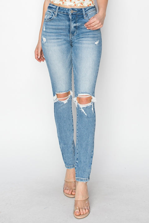 Risen | High Rise Skinny Jeans | Rubies + Lace