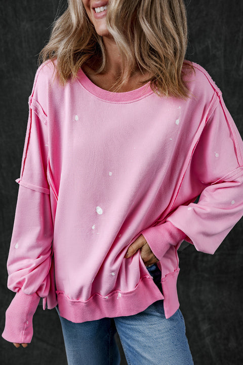 Pink & Paint | Splatter Print Sweatshirt | Rubies + Lace