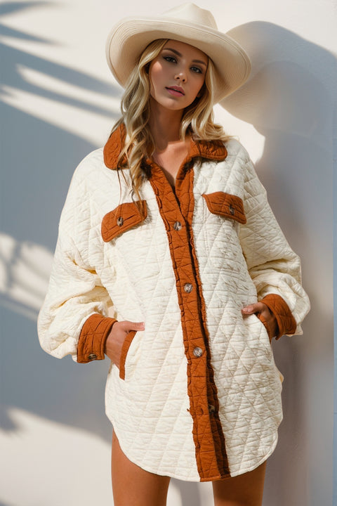 Double Take | Cream Quilted Shacket | Rubies + Lace