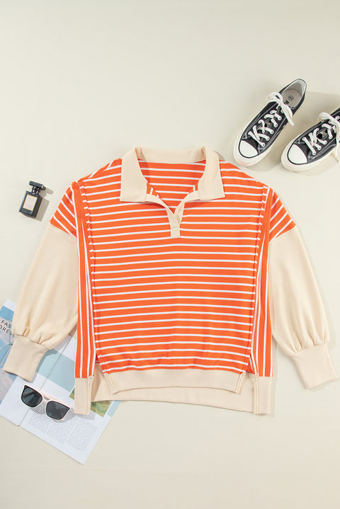 Striped Johnny Collar | Long Sleeve Sweatshirt | Rubies + Lace