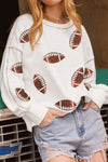 Sequin Football | Color Thread Sweatshirt | Rubies + Lace