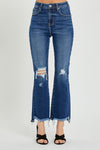 RISEN | High Rise Distressed Crop Jeans | Rubies + Lace