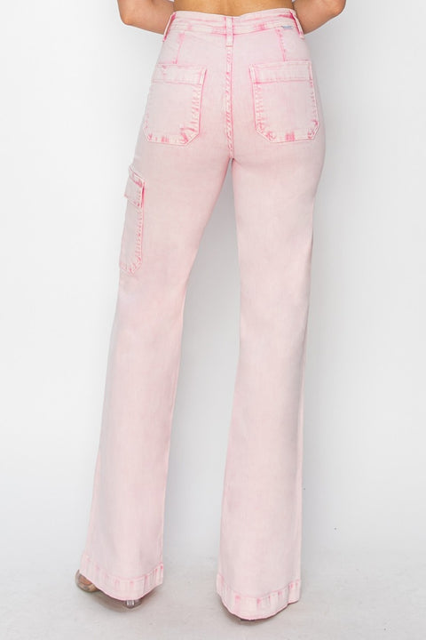 RISEN High Rise | Cargo Pocket Jeans | Rubies + Lace