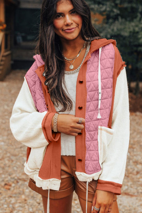 Dusty Pink & Rust | Drawstring Hooded Jacket | Rubies + Lace