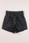 Elastic Waist Black | Denim Shorts | Rubies + Lace