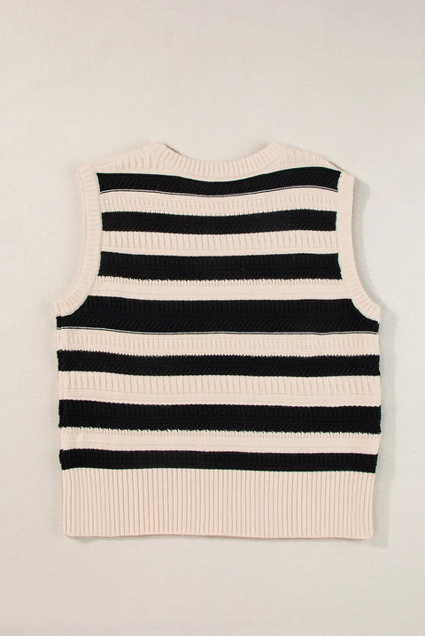 B & W Stripe | Sweater Vest | Rubies + Lace