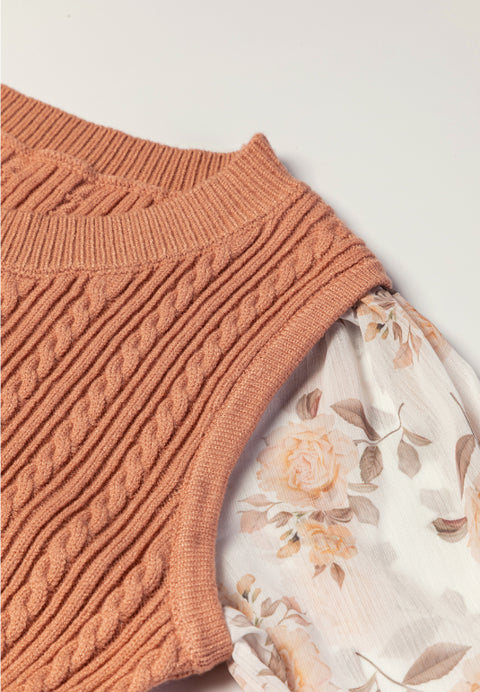 Elegant Floral | Layered Flounce Sweater | Rubies + Lace