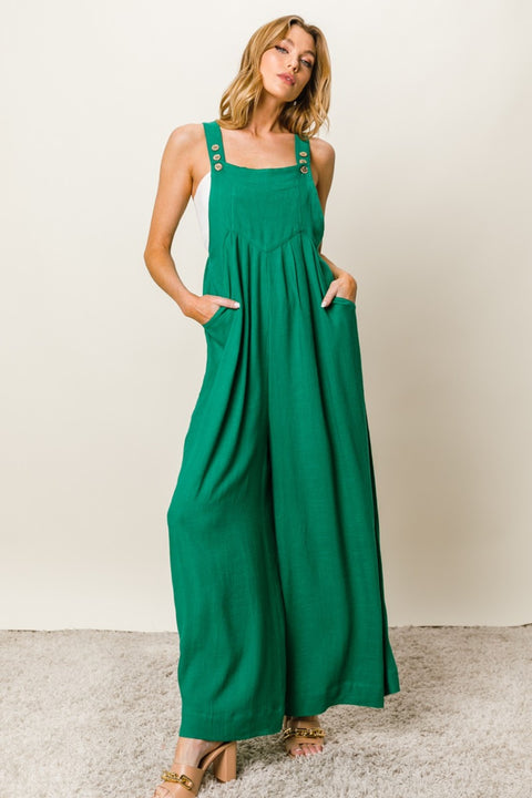 BiBi Me Green | Wide Leg Jumpsuit | Rubies + Lace