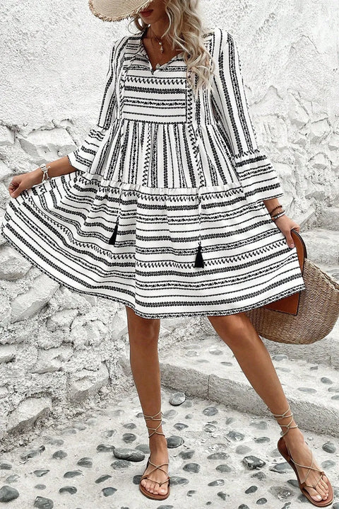 Bo-ho Stripe | Black & White Dress | Rubies + Lace