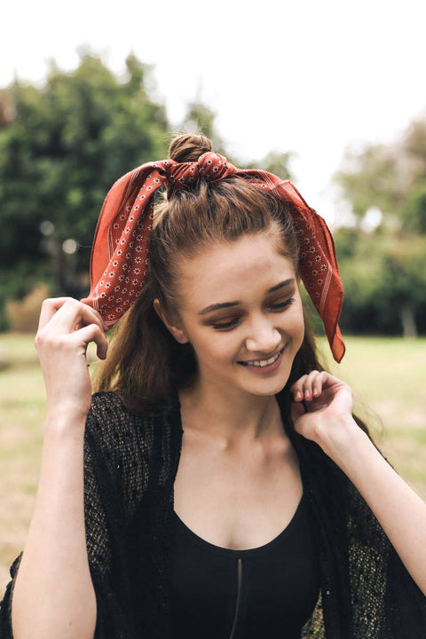 Rubies + Lace | Daisy Flower Field |  Rust Square Bandana