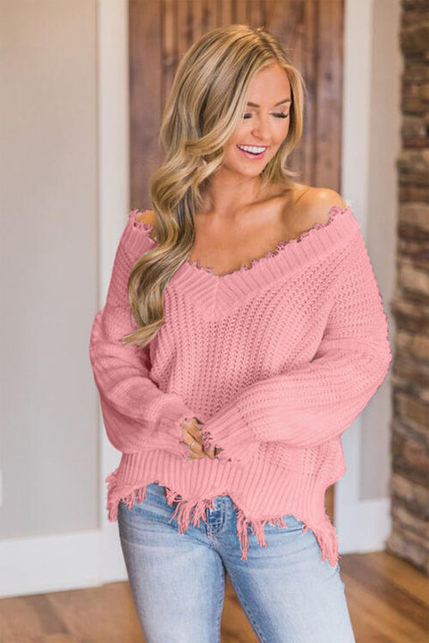 Frayed Hem Sweater | Multiple Color Options | Rubies + Lace