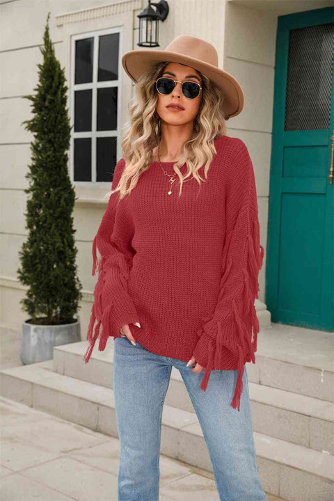 Fringe Sleeve Sweater | Multiple Color Options | Rubies + Lace