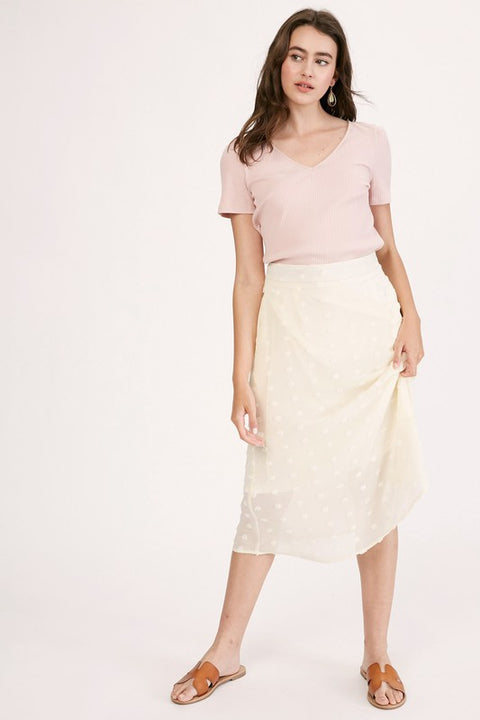 Rubies + Lace | Swiss Dot Champagne | Midi Skirt