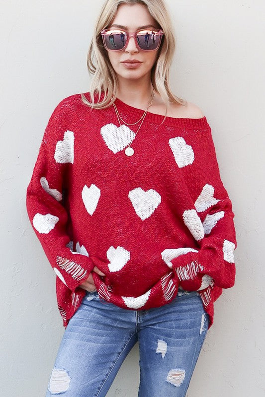 Heart | Distressed Sweater | Rubies & Lace