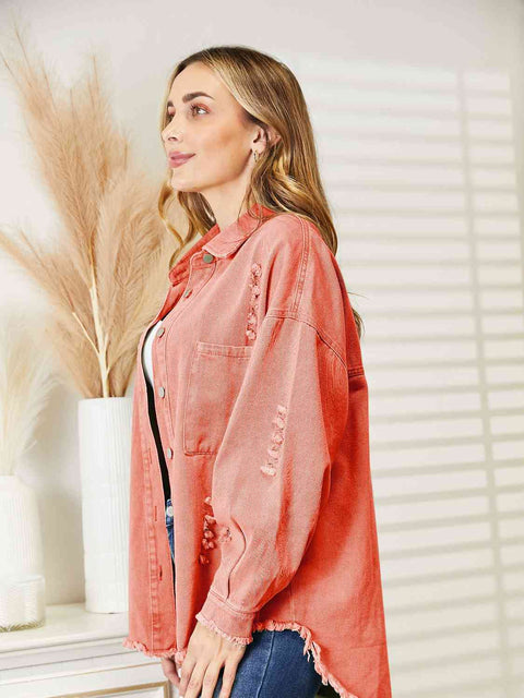 Distressed Raw Hem | Denim Jacket | Rubies + Lace