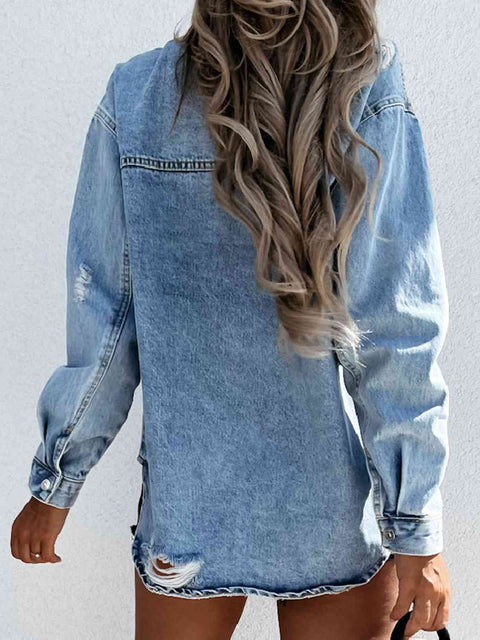 Distressed | Lightweight Denim Jacket | Rubies + Lace