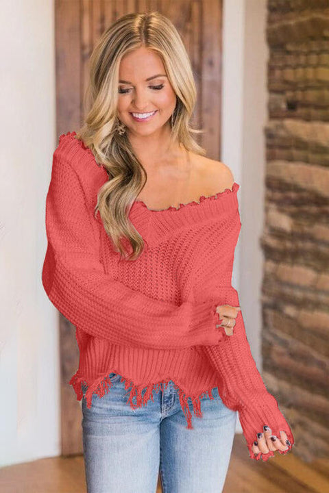 Frayed Hem Sweater | Multiple Color Options | Rubies + Lace