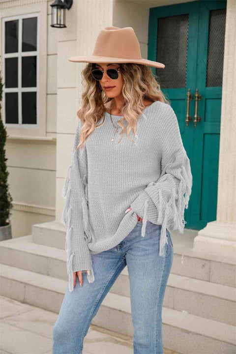 Fringe Sleeve Sweater | Multiple Color Options | Rubies + Lace