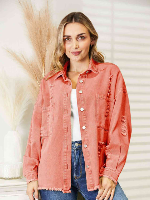 Distressed Raw Hem | Denim Jacket | Rubies + Lace