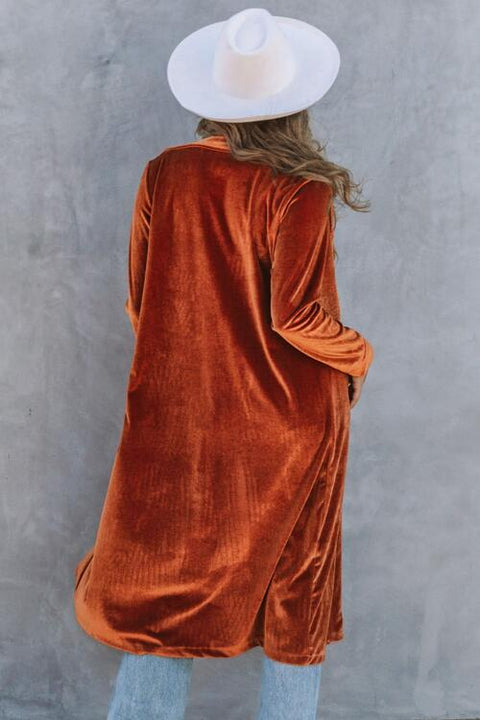 Longline Velvet Cardigan | With Pockets | Rubies + Lace