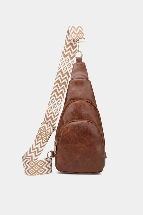 Leather Sling Bag With Pattern Strap | Multiple Color Options | Rubies + Lace