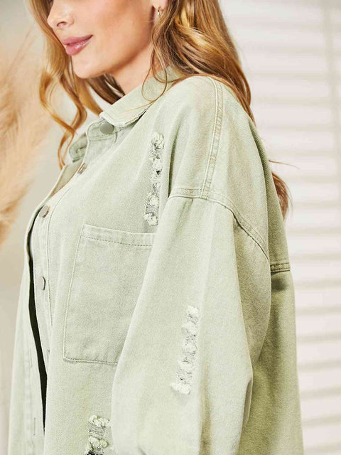 Distressed Raw Hem | Denim Jacket | Rubies + Lace