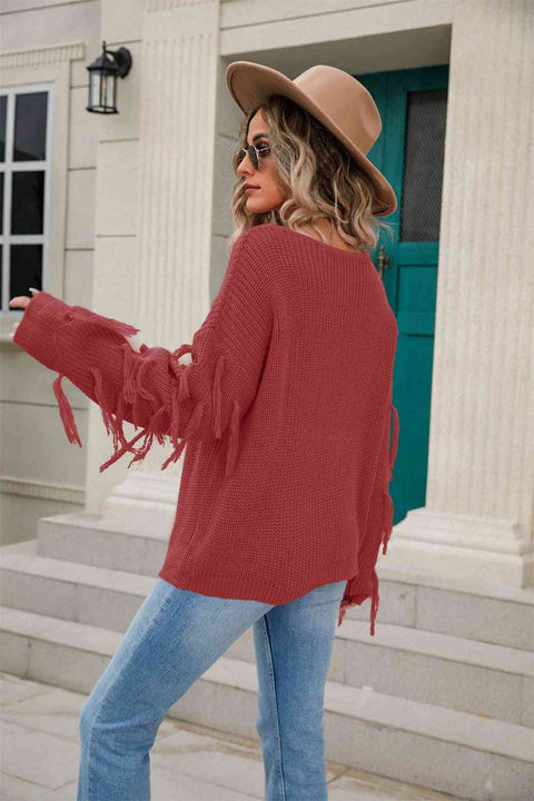 Fringe Sleeve Sweater | Multiple Color Options | Rubies + Lace