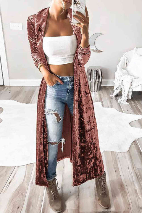 Crushed Velvet | Longline Cardigan | Rubies + Lace