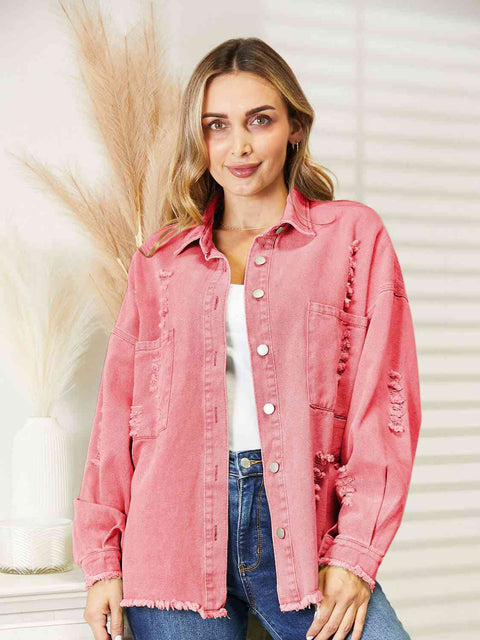 Distressed Raw Hem | Denim Jacket | Rubies + Lace