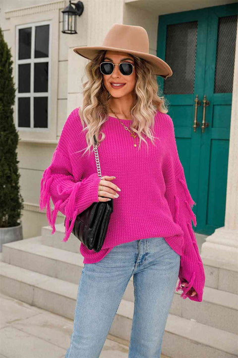 Fringe Sleeve Sweater | Multiple Color Options | Rubies + Lace