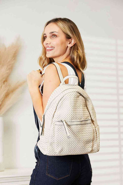 Woven in Beige | Leather Backpack | Rubies + Lace
