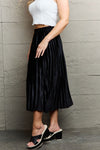 Black Shimmer | Pleated Flowy Midi Skirt | Rubies + Lace