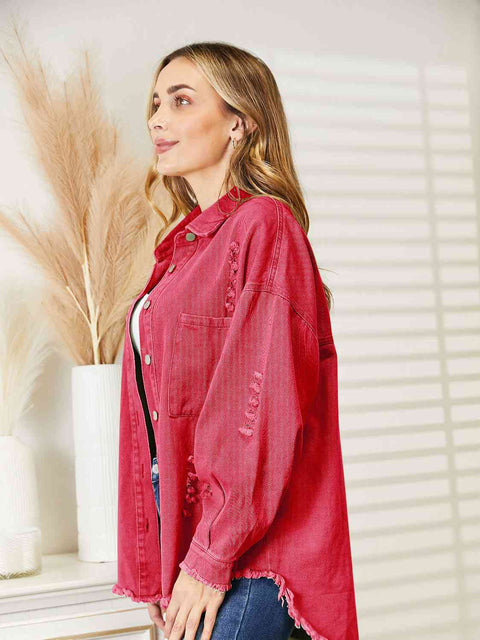 Distressed Raw Hem | Denim Jacket | Rubies + Lace