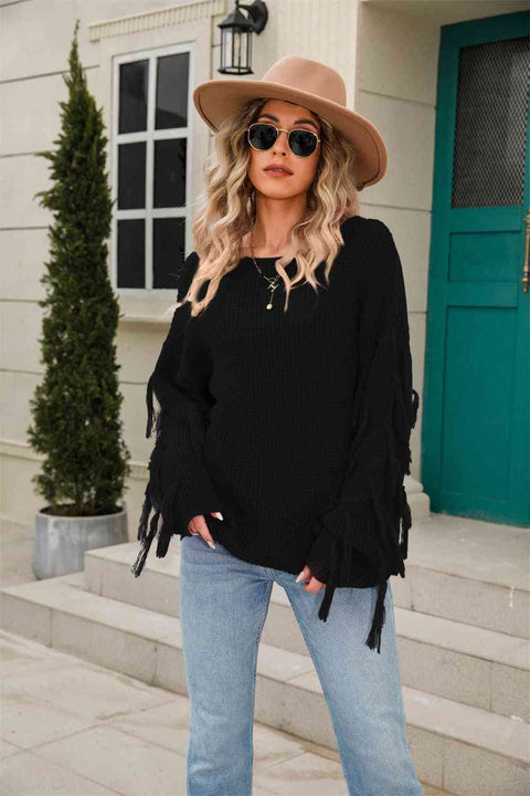 Fringe Sleeve Sweater | Multiple Color Options | Rubies + Lace