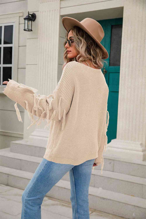 Fringe Sleeve Sweater | Multiple Color Options | Rubies + Lace