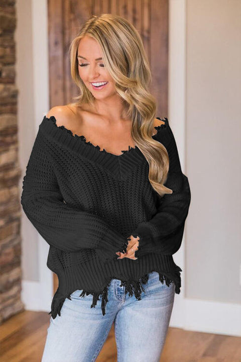 Frayed Hem Sweater | Multiple Color Options | Rubies + Lace