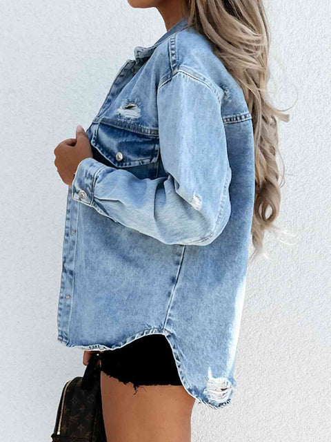 Distressed | Lightweight Denim Jacket | Rubies + Lace