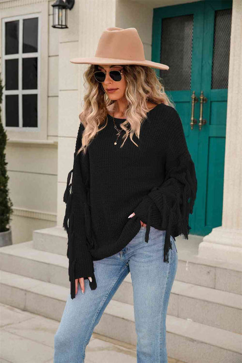 Fringe Sleeve Sweater | Multiple Color Options | Rubies + Lace