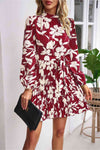 Floral Mock | Tie Waist Pleated Dress | Rubies + Lace
