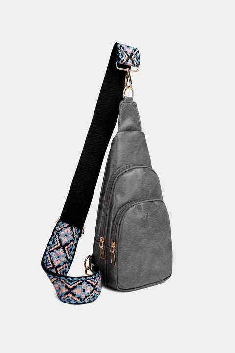 Leather Sling Bag With Pattern Strap | Multiple Color Options | Rubies + Lace