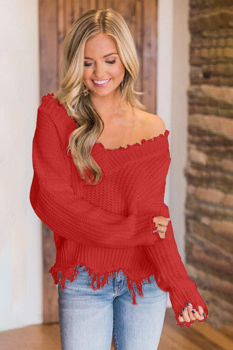 Frayed Hem Sweater | Multiple Color Options | Rubies + Lace