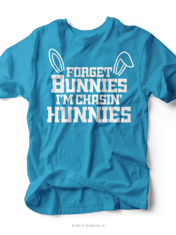 Forget Bunnies I'm Chasin' Hunnies | Aqua Blue Kid’s T-Shirt | Ruby’s Rubbish®
