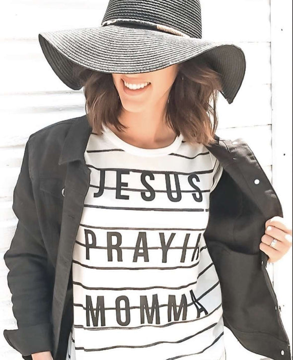 Jesus Prayin' Momma | Women's Striped T-Shirt | Ruby’s Rubbish®