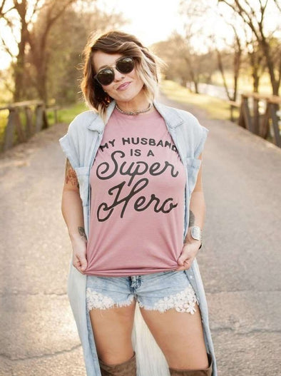 My Husband is a Super Hero | Women's T-Shirt | Ruby’s Rubbish®