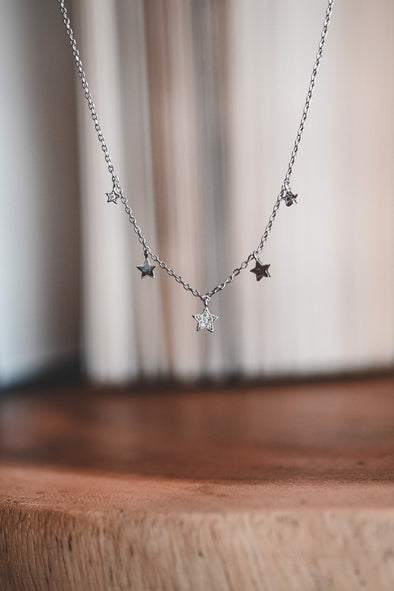 Multi Star |  Silver Necklace | Rubies & Lace