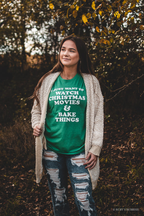 I Just Want To Watch Christmas Movies & Bake Things | Seasonal T-Shirt | Ruby’s Rubbish®