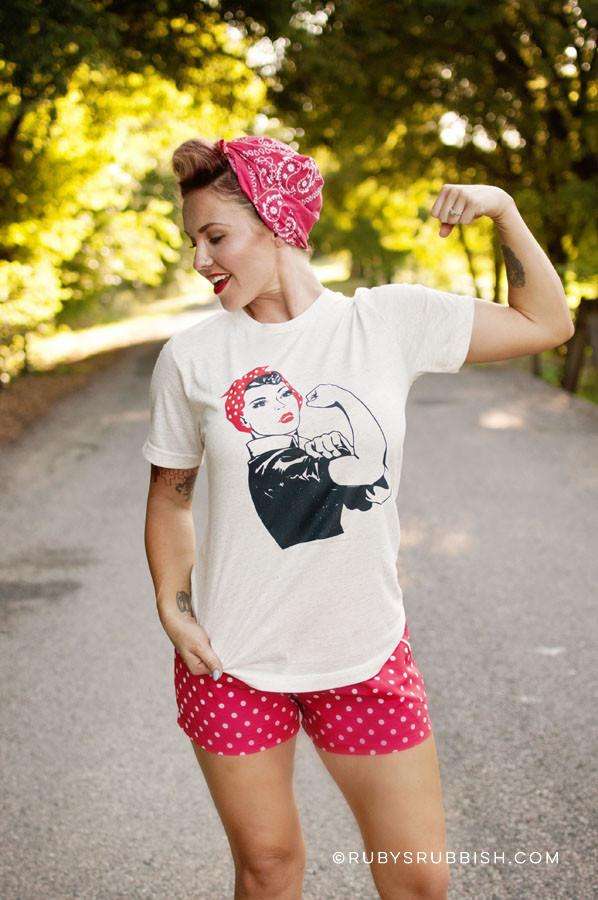 Girl's Rosie the Riveter T-shirt, Pink